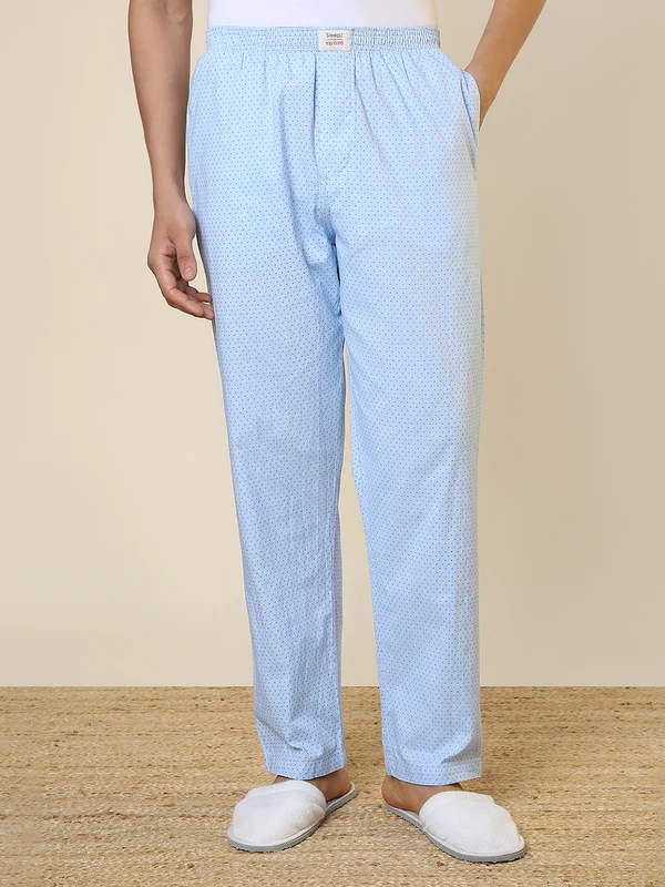 Sleepz Men Blue Regular Fit Printed Pyjama XL / Blue