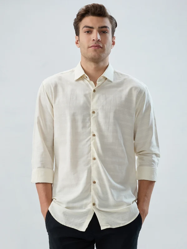 Park Avenue Men Brown Slim Fit Striped Casual Shirt 40 / Brown