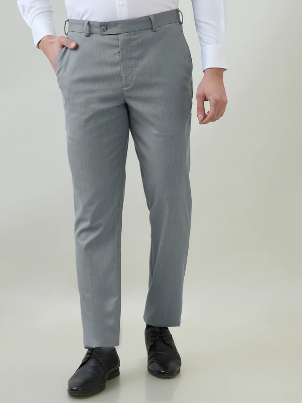 Park Avenue Men Grey Slim Fit Dobby Trouser 34 / Grey