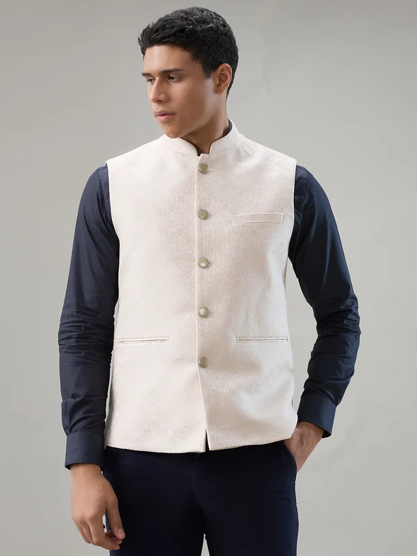 Raymond Men Fawn Contemporary Fit Formal Waistcoat 40 / Fawn