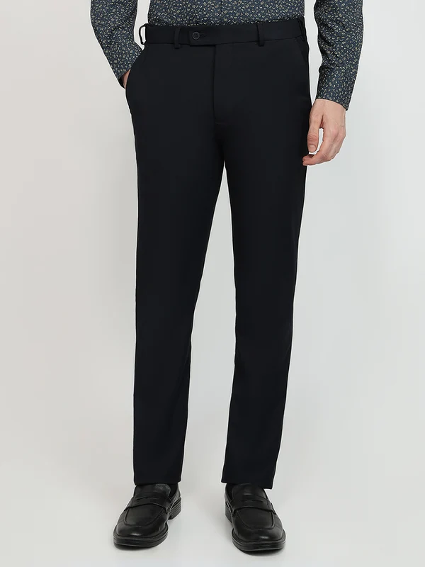 Park Avenue Men Blue Slim Fit Solid Trouser 30 / Blue