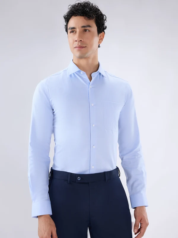 Park Avenue Men Blue Slim Fit Structure Formal Shirt 2XL / Blue