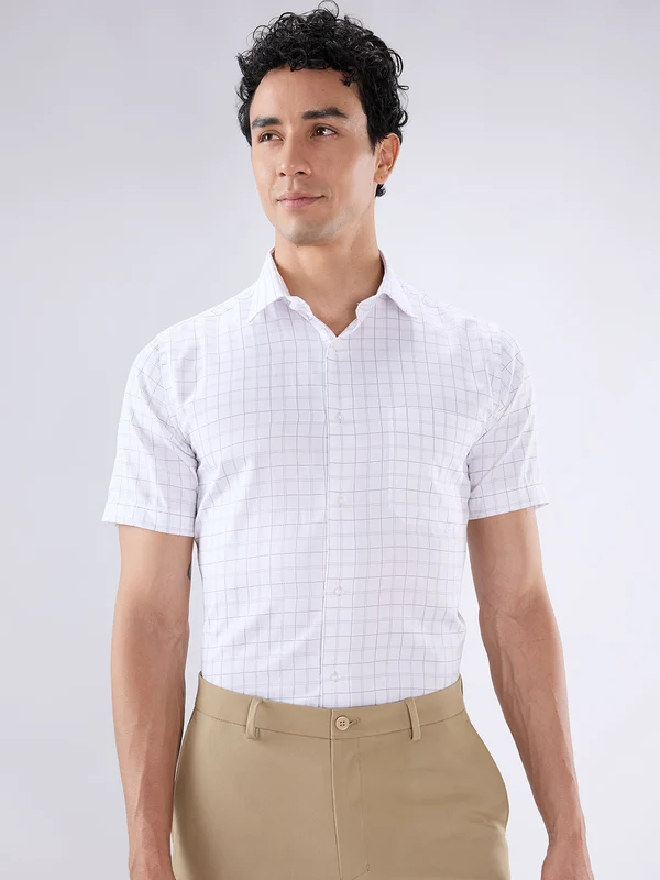 Park Avenue Men White Regular Fit Checks Formal Shirt 40 / White