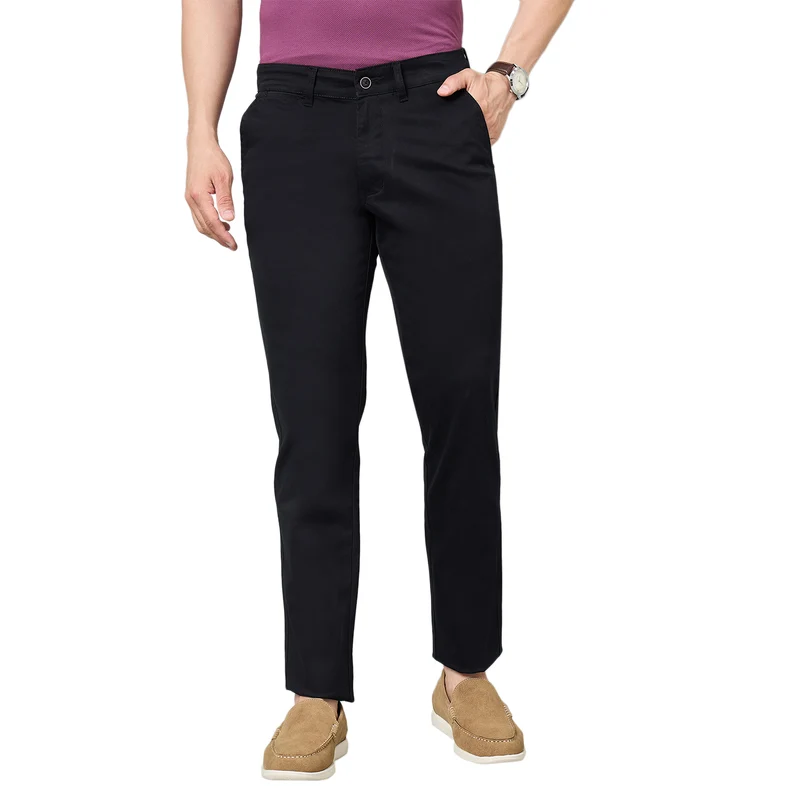 Duke Urban Men Flatfront Narrowfit Trouser (SDT4660) Black / 38 / Solid
