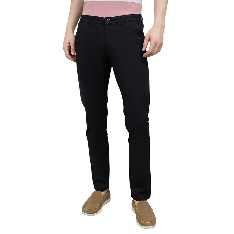 Duke Urban Men Flatfront Narrowfit Non-denim Casual Trouser (SDT4667) Black / 32 / Solid
