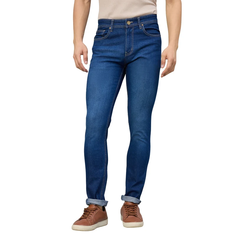 Duke Men Narrow Fit Stretchable Jeans (SD5900NR) Medium Blue / 30 / Washed