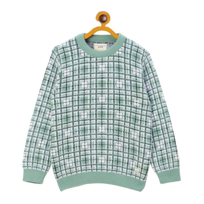 Duke Urban Boys Round Neck Full Sleeve Regular Sweater (S3633) Pine / 36 / Self Design