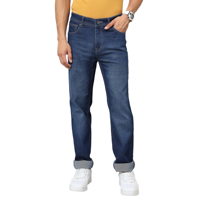 Duke Urban Men Comfort fit Stretchable mid-rise jeans (OND5900C) Medium Blue / 40 / Washed