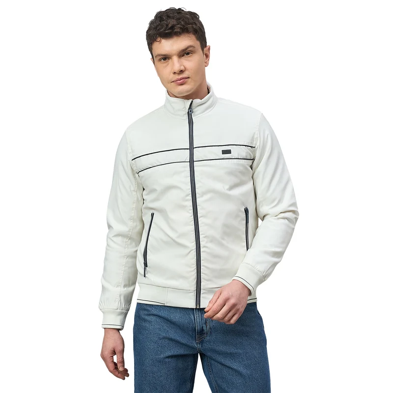 Duke Urban Men Full Sleeve High Neck Casual Jacket (SDZ2321) White / XXL / Solid