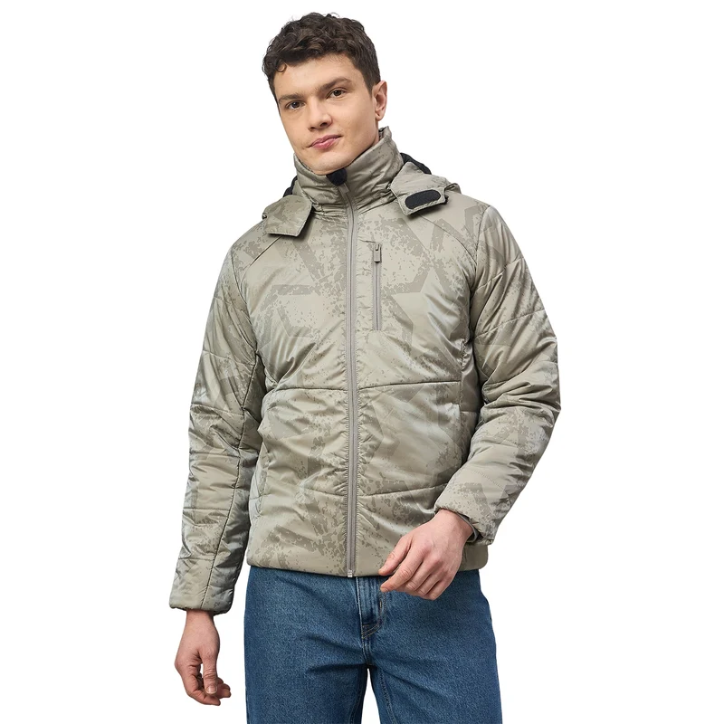 Duke Urban Men Full Sleeve Hooded Regular Jacket (SDZ2263) Stone / XXL / Solid