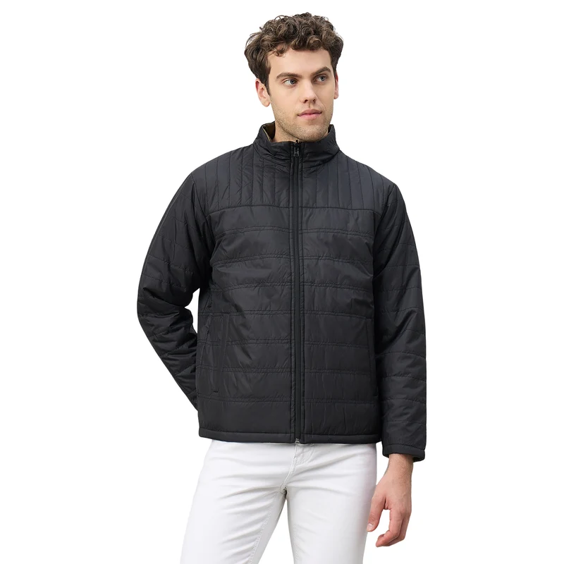 Duke Urban Men Reversible High Neck Regular Jacket (OSDZ9292) Black / XL / Solid
