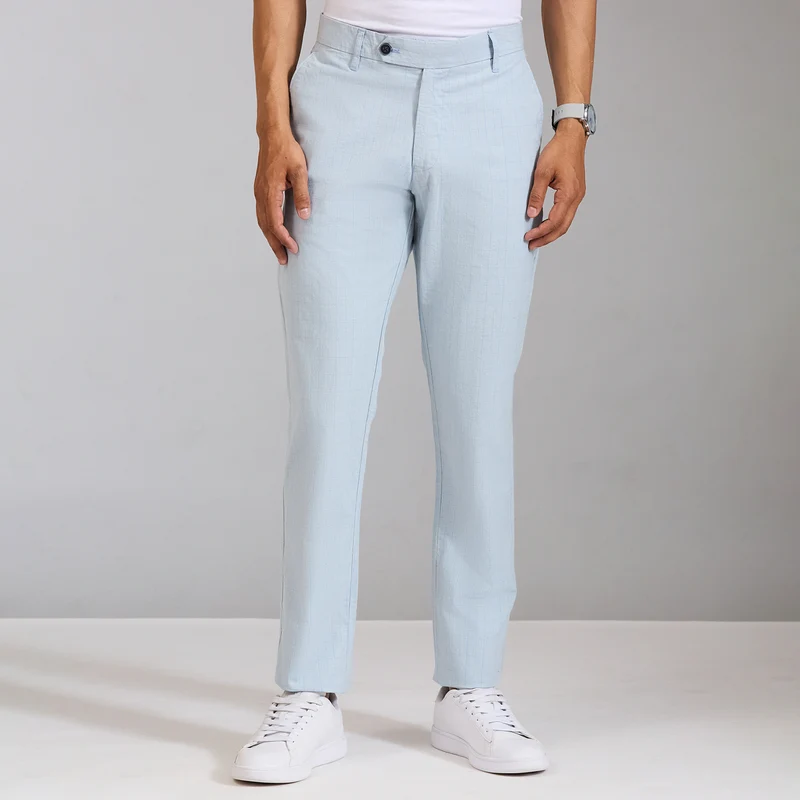 Duke Men Narrow Fit Casual Trouser (SDT4617Q) Sky / 32 / Solid