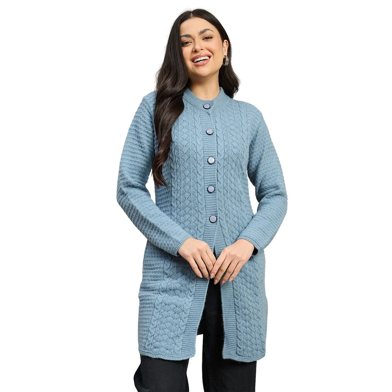 Duke Urban Women Full Sleeve Self Design Sweater (SDS1465) Camo Blue / XL / Self Design