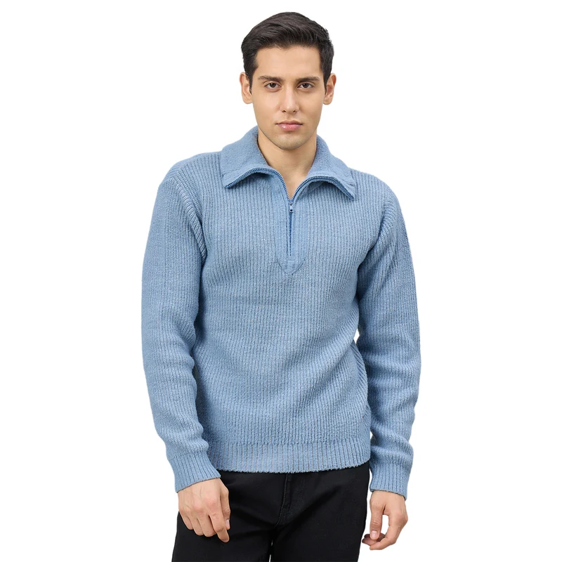 Duke Men Full Sleeve Half Zip Regular Sweater (SDS2319) Air Force / S / Solid