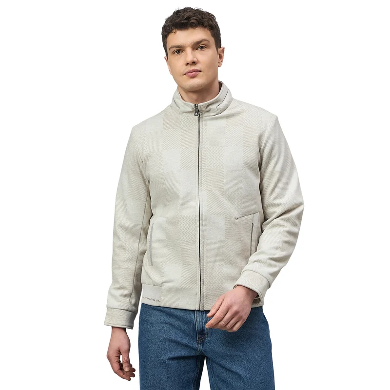 Duke Urban Men Full Sleeve High Neck Bomber Jacket (SDZ3181R) Ecru / M / Solid
