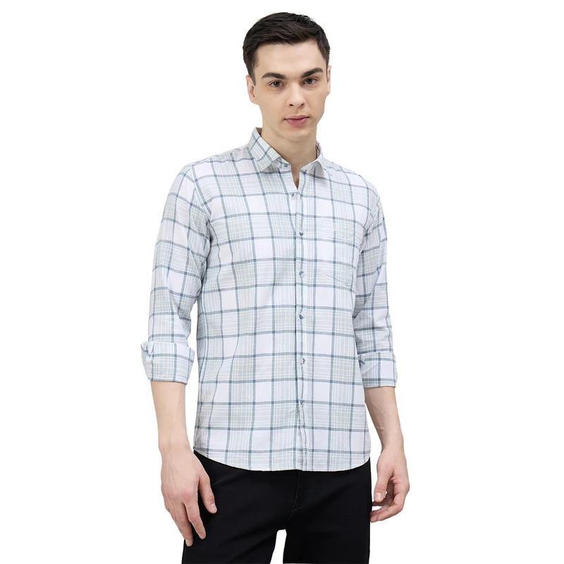 Duke Urban Men Checkered Full Sleeve Spread Collar Slim Shirt (SDO6CHQ) Grey / L / Checkered