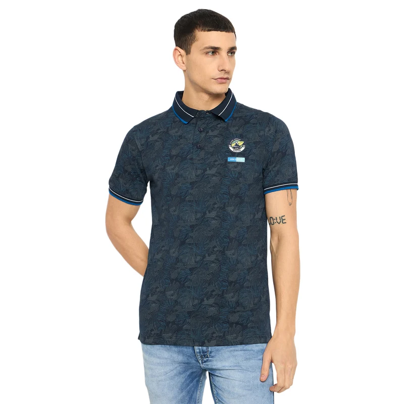 Duke Urban Men Half Sleeve Printed Slim fit Polo T-Shirt (LF7410N) Navy / XL / Printed