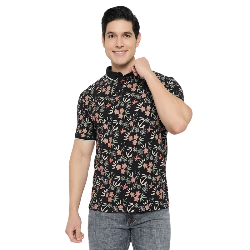 Duke Urban Men Half Sleeve Printed Slim fit Polo T-Shirt (LF7449N) Black / S / Printed