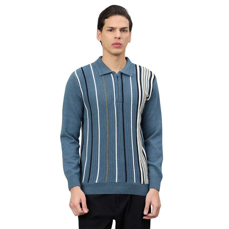 Duke Urban Men Full Sleeve Slim Fit Sweater (SDS2341) Air Force / XXL / Self Design