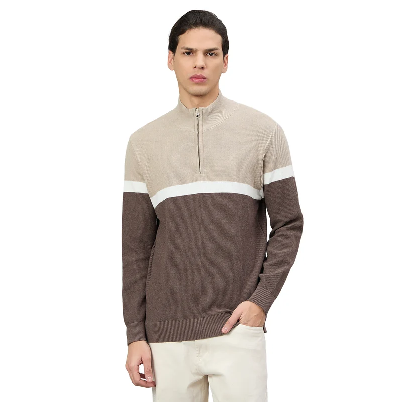 Duke Urban Men Half Sleeve Regular Sweater (SDS2382) Coffee / L / Self Design