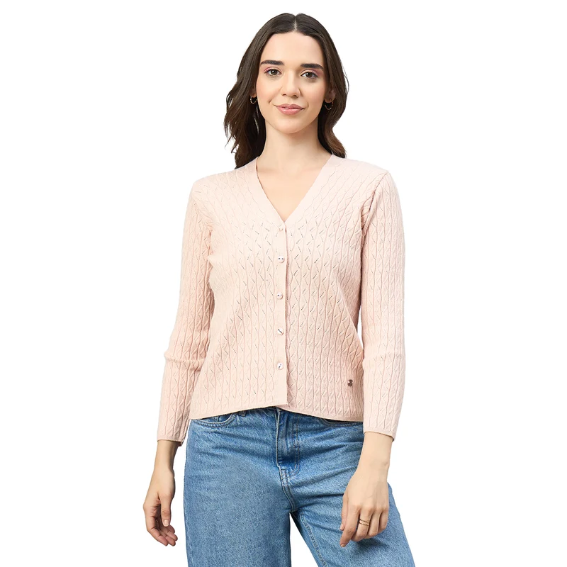 Duke Urban Women Round Neck Full Sleeve Sweater (SDS1524) Peach / S / Self Design