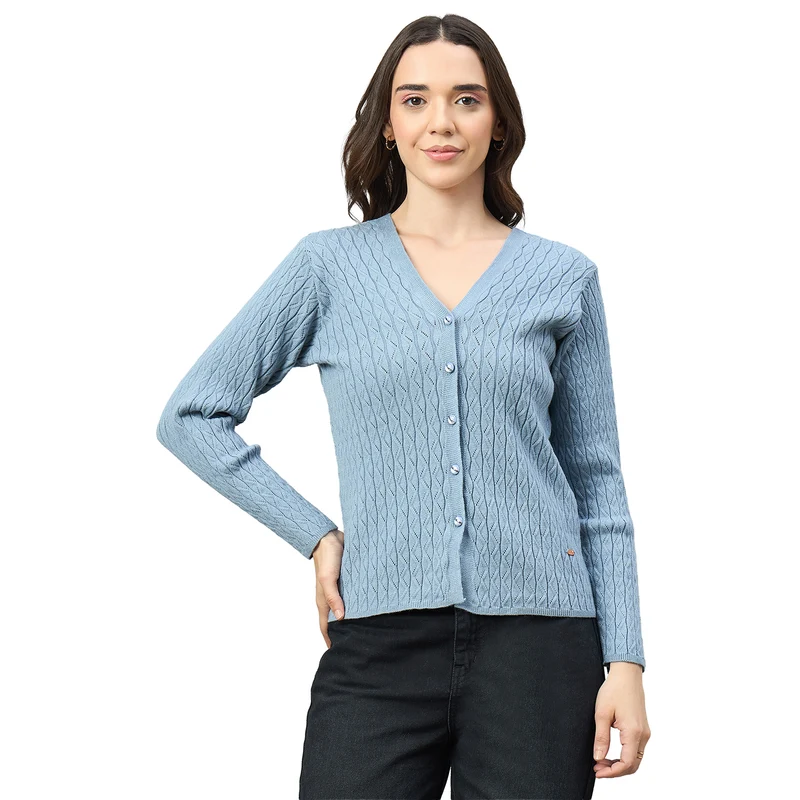 Duke Urban Women Round Neck Full Sleeve Sweater (SDS1524) Stone Grey / XL / Self Design