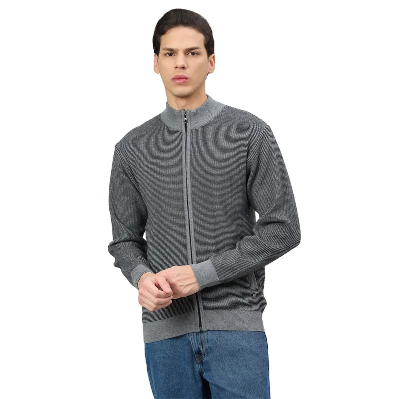 Duke Urban Men Full Sleeve Regular Sweater (SDS2315) Grey Melange / M / Self Design