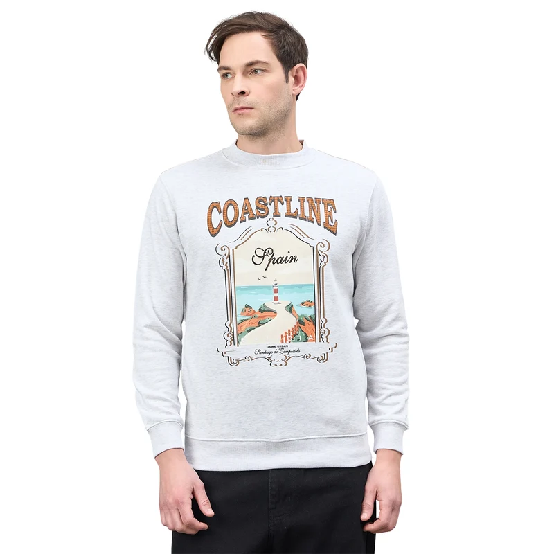 Duke Urban Men Round Neck Full Sleeve Sweatshirt (LF6468) L.Grey Melange / XXL / Printed