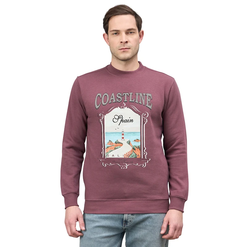 Duke Urban Men Round Neck Full Sleeve Sweatshirt (LF6468) Plum / S / Printed