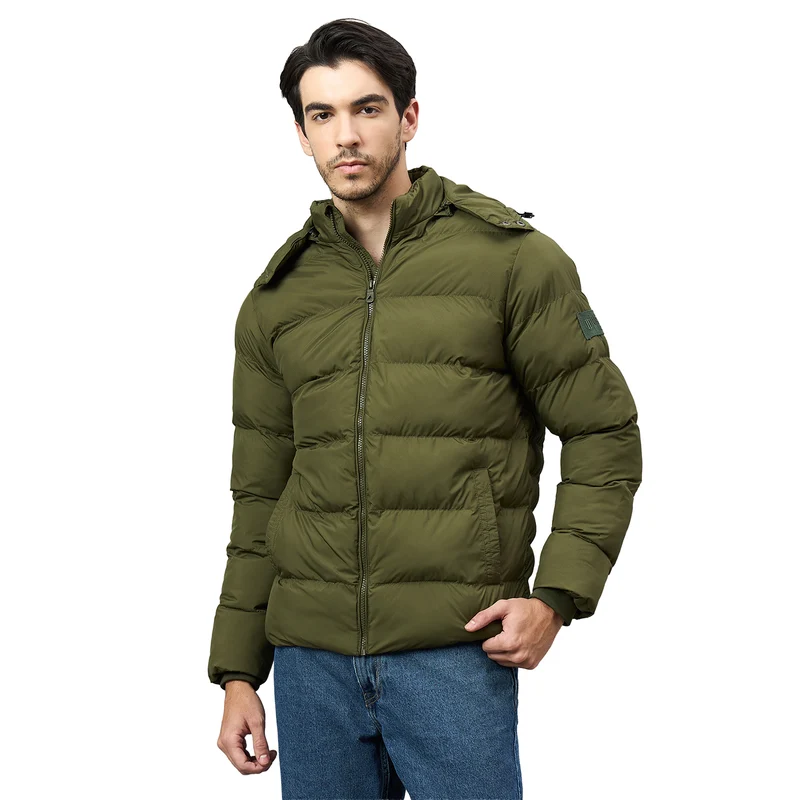 Duke Urban Men Full Sleeve Hooded Jacket (SDZ3224) Olive / XXL / Solid