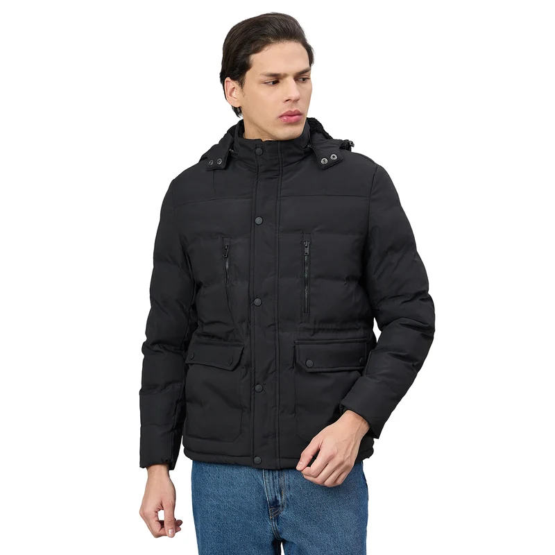 Duke Urban Men Full Sleeve Hooded Jacket (SDZ3276) Black / XXL / Solid