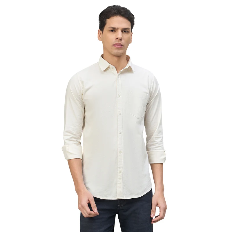 Duke Urban Men Pure Cotton Slim Fit Full Sleeve Casual Shirt (SDO5PLK) White / L / Solid
