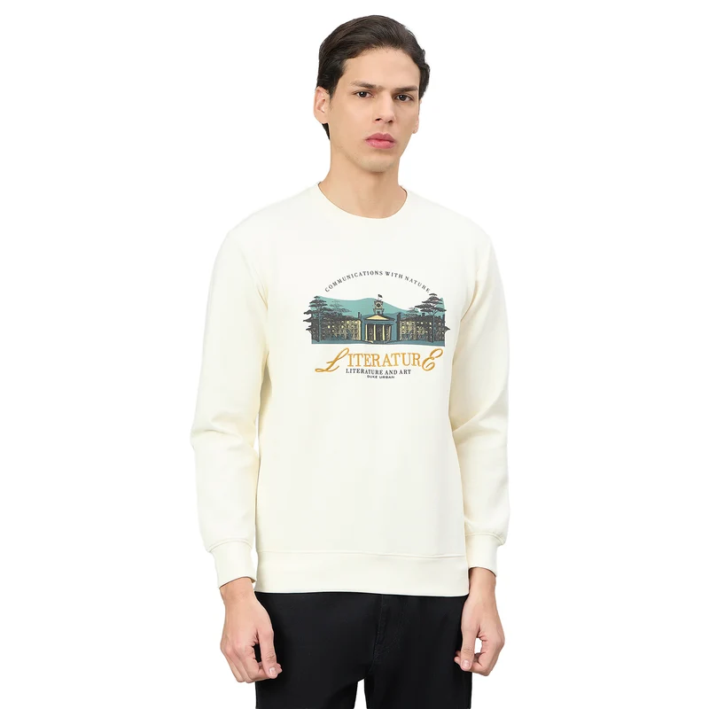 Duke Urban Men Round Neck Full Sleeve Regular Sweatshirt (LF6511) Off White / XL / Printed