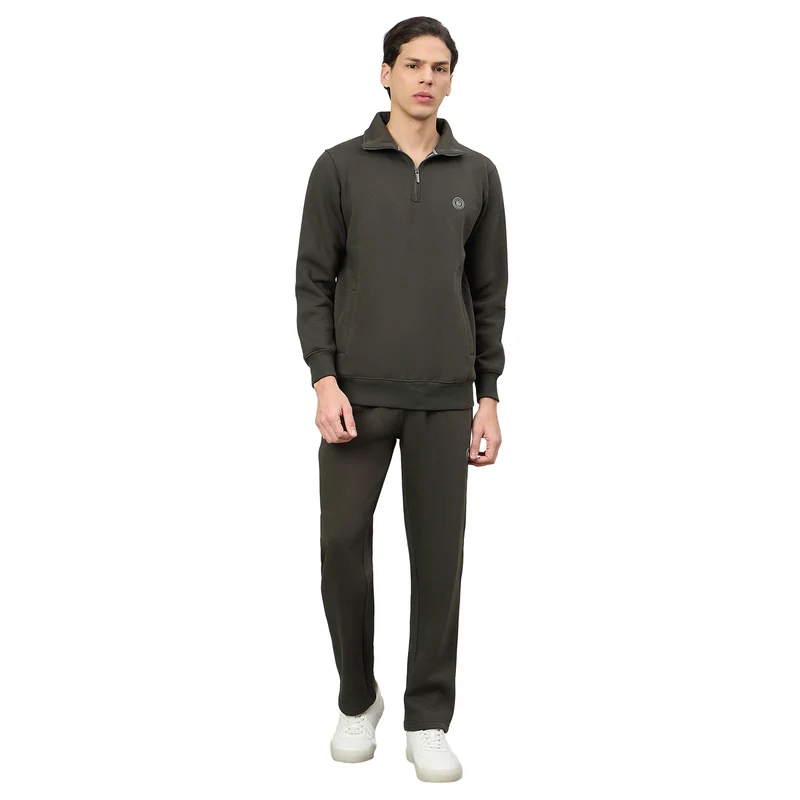 Duke Urban Men Half Zip Full Sleeve Regular Tracksuit (LF6053) Military / XL / Solid