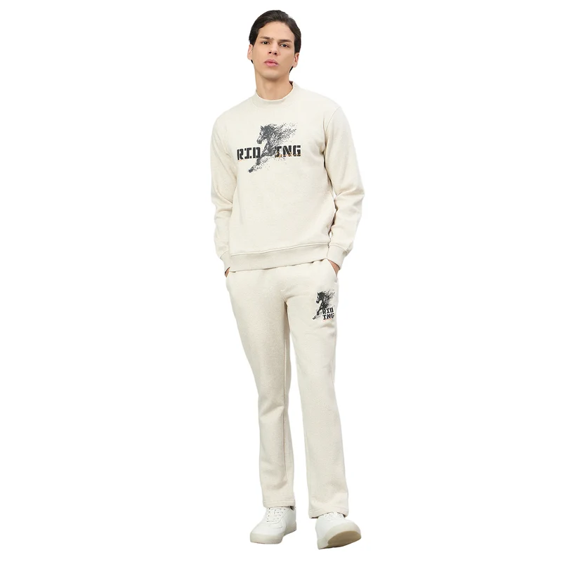 Duke Urban Men Round Neck Full Sleeve Regular Tracksuit (LF6054) Fawn Mix / XXL / Solid