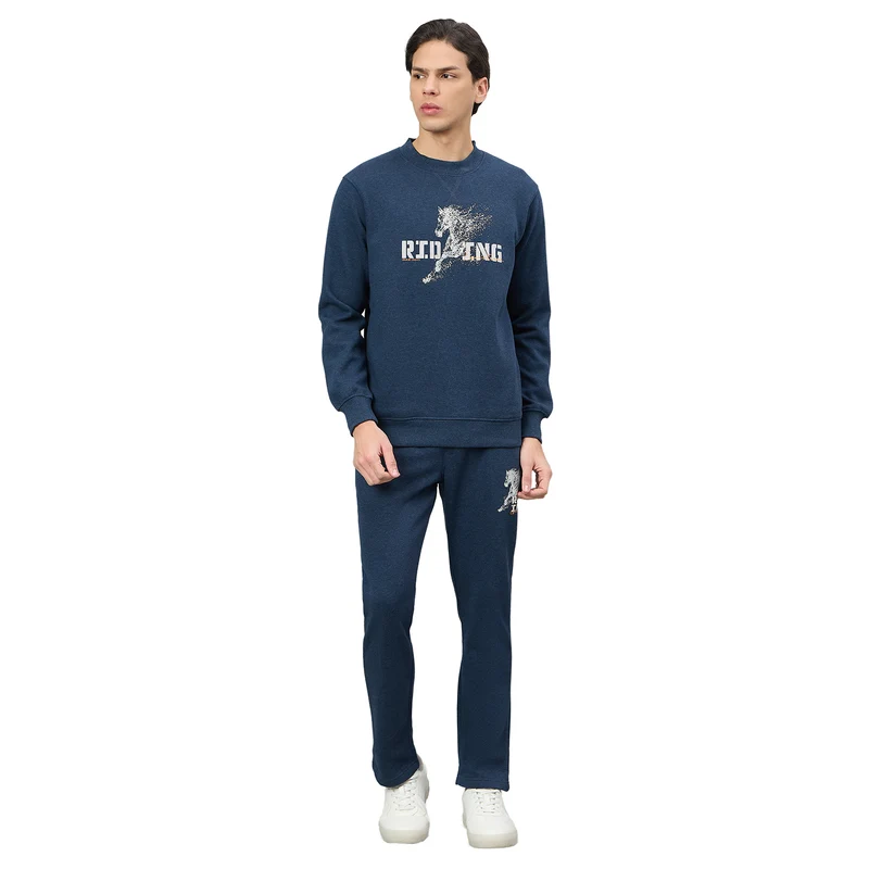 Duke Urban Men Round Neck Full Sleeve Regular Tracksuit (LF6054) Navy Mel / M / Solid