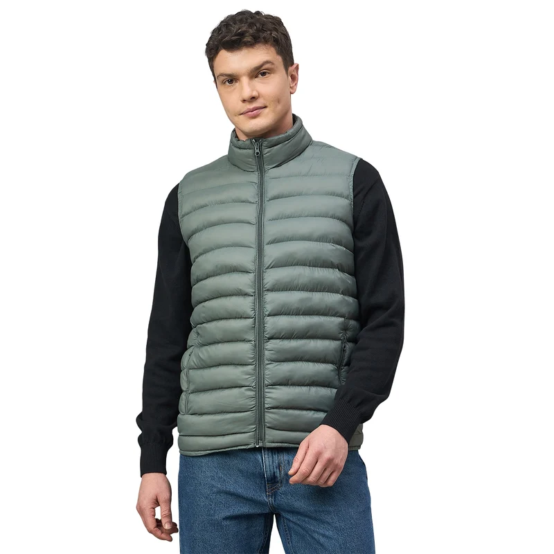 Duke Urban Men Full Sleeve High Neck Puffer Jacket (SDZ2250N) L.Olive / XL / Solid
