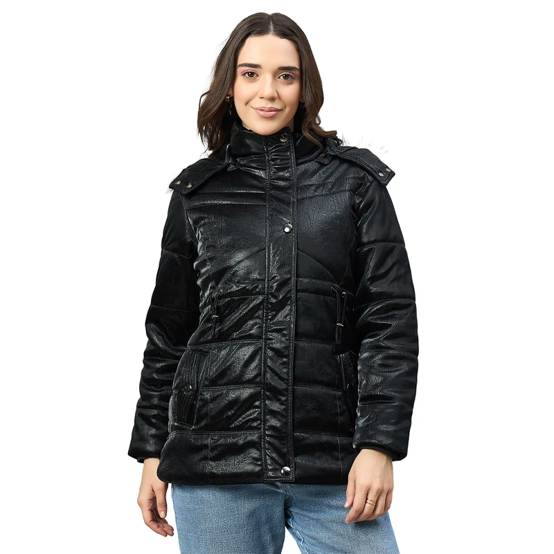 Duke Urban Women Short Style Long Length Jacket (SDZ4275) Black / XL / Solid