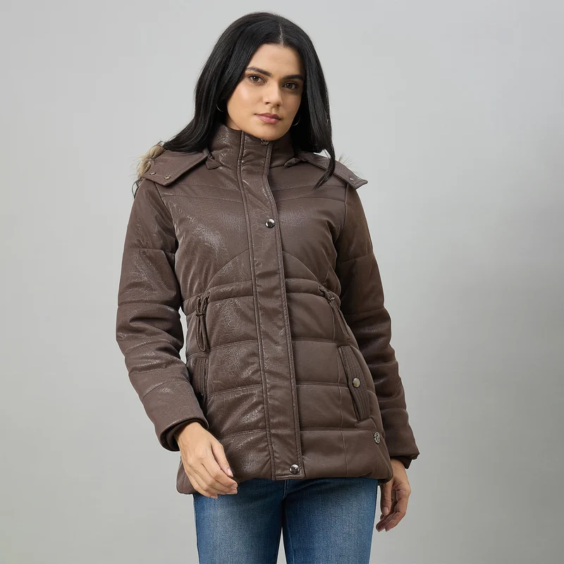 Duke Urban Women Short Style Long Length Jacket (SDZ4275) Coffee / XL / Solid