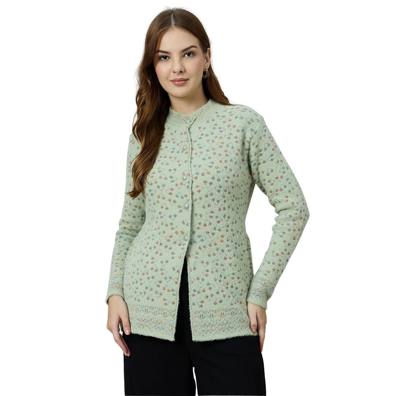 Duke Urban Women Front Open Regular Cardigan (ONSDS102) Sage / L / Self-design