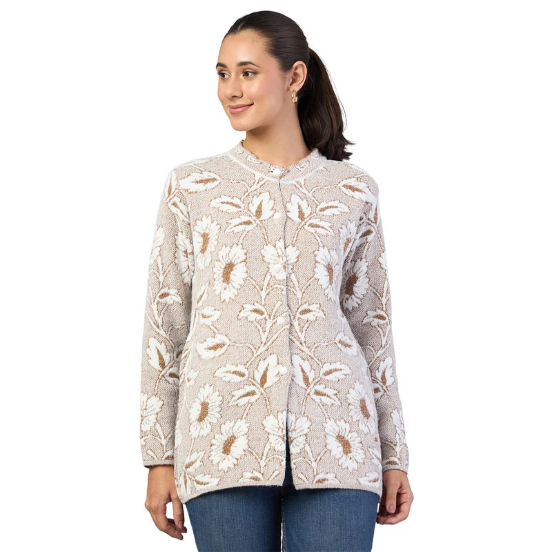 Duke Urban Women Front Open Regular Cardigan (ONSDS103) Khaki / M / Floral