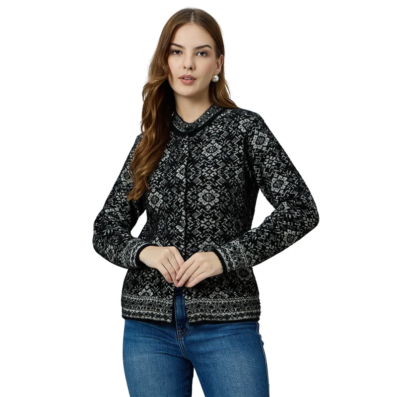 Duke Urban Women Front Open Short Cardigan (ONSDS104) Black / L / Self-design