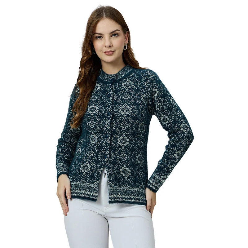 Duke Urban Women Front Open Short Cardigan (ONSDS104) Teal / L / Self-design