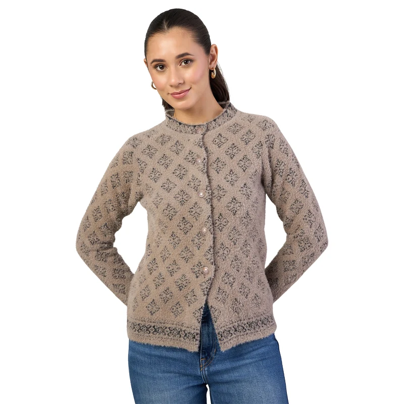 Duke Urban Women Front Open Short Cardigan (ONSDS105) Mouse / L / Self-design