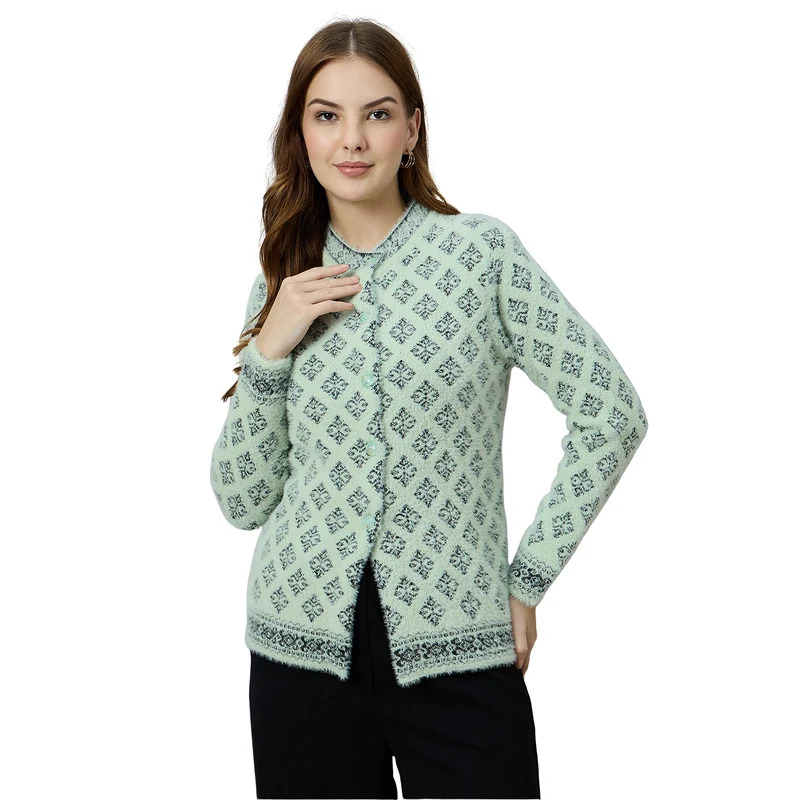 Duke Urban Women Front Open Short Cardigan (ONSDS105) Sea Green / M / Self-design