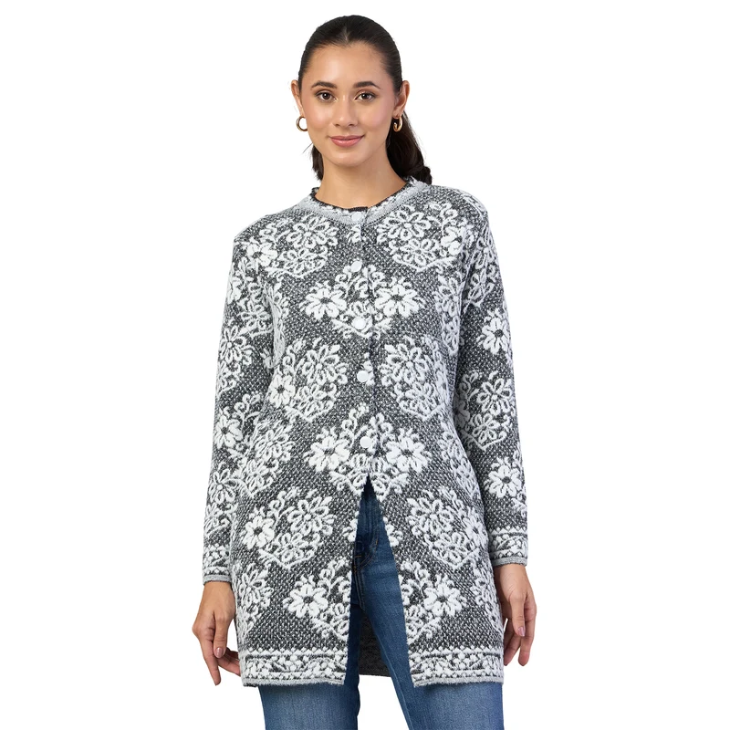 Duke Women Long Coat Shortstyle Cardigan (ONSDS106) Black / M / Self-design