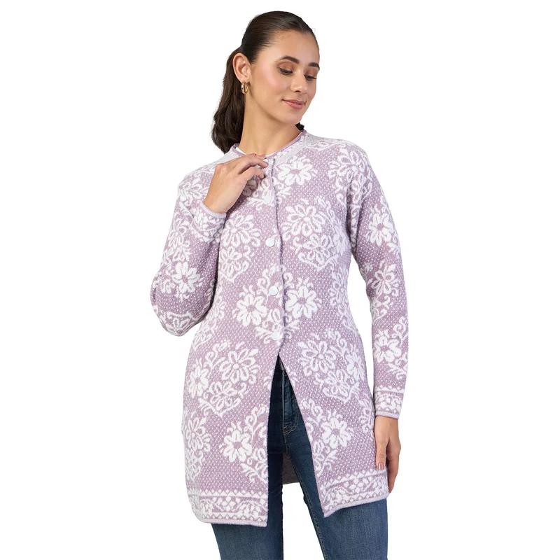 Duke Women Long Coat Shortstyle Cardigan (ONSDS106) Lavender / L / Self-design