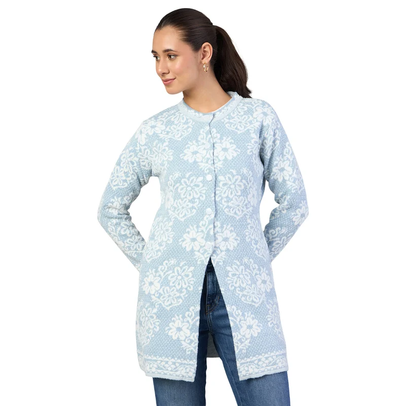 Duke Women Long Coat Shortstyle Cardigan (ONSDS106) Sky / L / Self-design