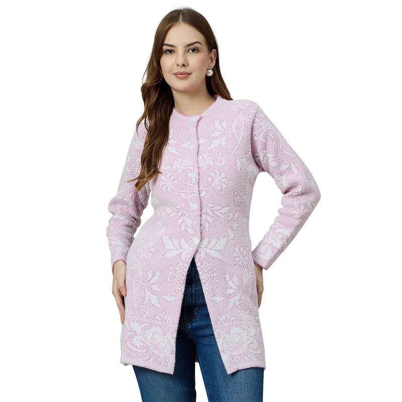 Duke Urban Women Long Coat Shortstyle Cardigan (ONSDS107) Pink / M / Self-design