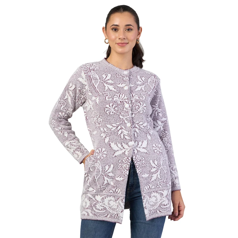 Duke Urban Women Long Coat Shortstyle Cardigan (ONSDS107) Plum / XXL / Self-design